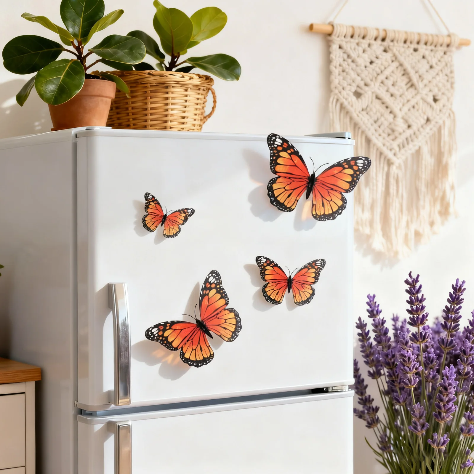 20pcs Butterflies Fridge Magnet 3D Simulated Butterflies Refrigerator Magnetic Sticker Home Wall Decor Wedding Party Decor
