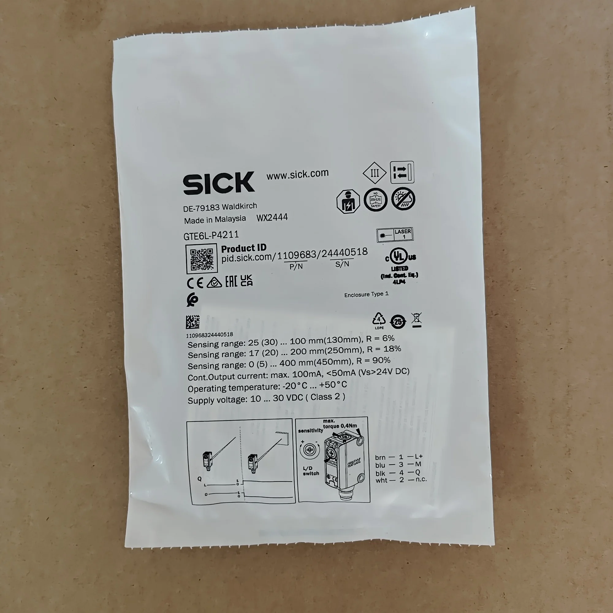 

Sick Laser Sensor GTE6L-P4211 Order Number 1109683 Diffuse Photoelectric Sensor New Original Brand
