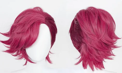 Arcane Vi Cosplay Wig VI 30cm Deep Rose Short Heat Resistant Synthetic Hair Woman And Man Role Play Wigs