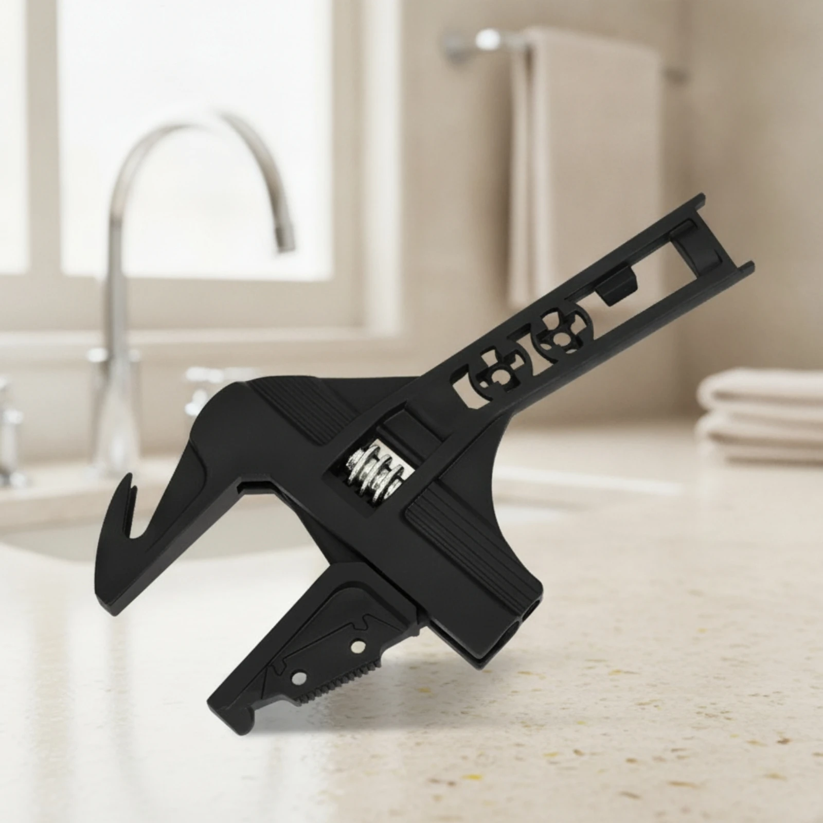 Sanitary Wrench Black Finish Plumbing Wrench Adjustable Spanner Alloy Steel Tool Textured Grip for Plumbers, Bathroom Repair view 3