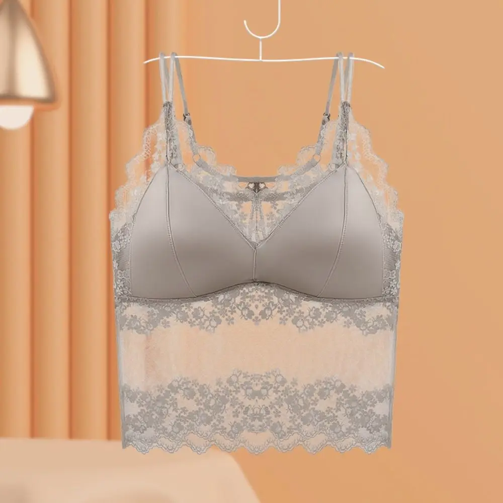 Sweet Mesh Transparent Lace Camisole Sleeveless Thin Lace Sling Crop Tops Slim Fit Undershirt Suspender Vest Spring Summer