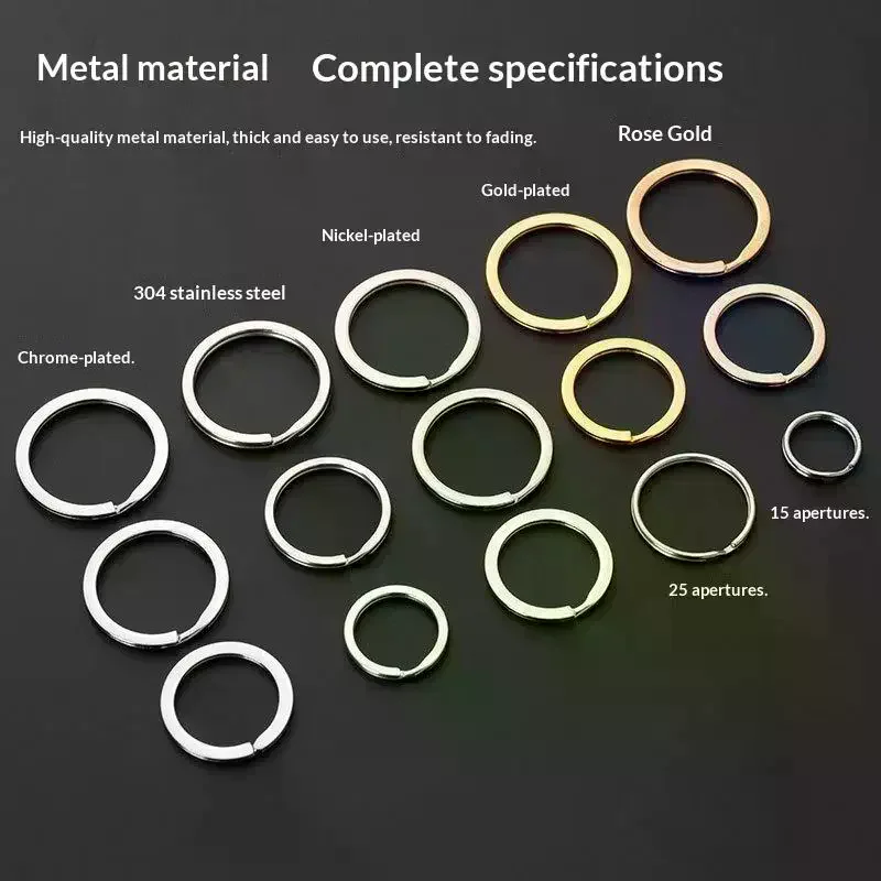 1pcs Solid Metal Split Rings Double Loop Keyring 15-38mm Bag Hook Connector Keychain Keys Holder DIY Leather Craft Hardware