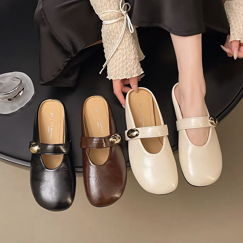 

Woman Net Ballet Shoe Buckle Band Strap Boat Shoe Light Outdoor Grandma Shoes Flat Dress Shoe Gentle Mary Jane Zapatillas Mujer