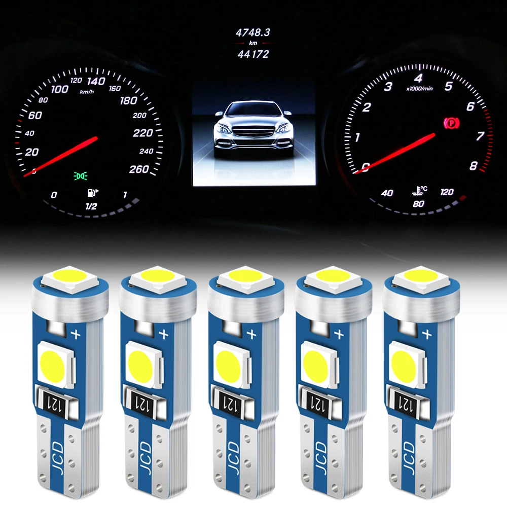 2025 NEW 10pcs T5 Led Bulb W3W Car Interior Lights Instrument Lamp for Audi A4 A3 A6 C6 B7 B8 B5 Q5 Seat Leon Ibiza Skoda Fabia