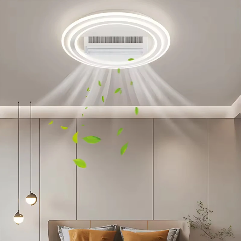 

LED Ceiling Fan Lamp Modern Bladeless Design 6 Speed Smart Ventilator Remote Control Adjustable Brightness Household Fan