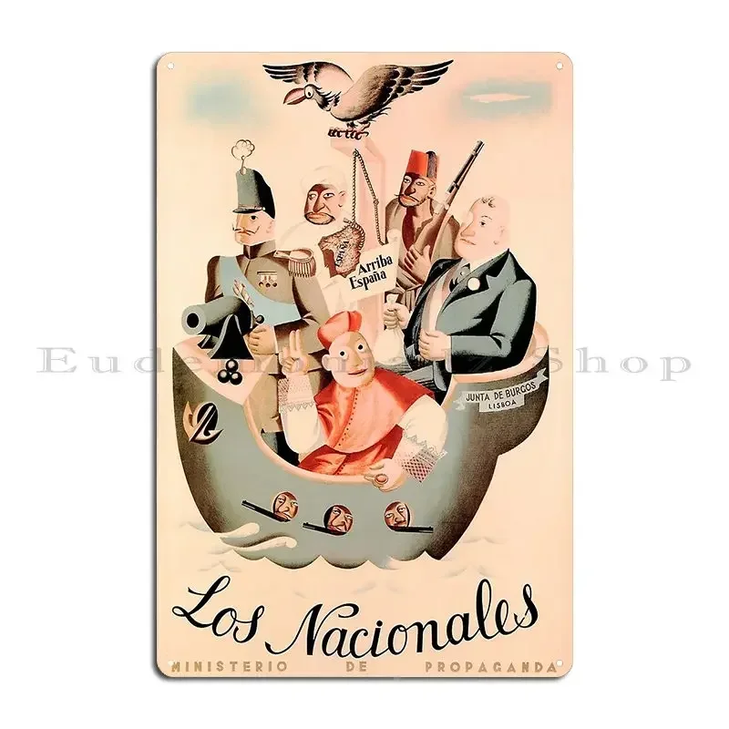 Los Nacionales Spanish Civil War Government Propaganda Poster Dated 1936 Metal Sign Cinema Cinema Personalized Tin Sign Poster
