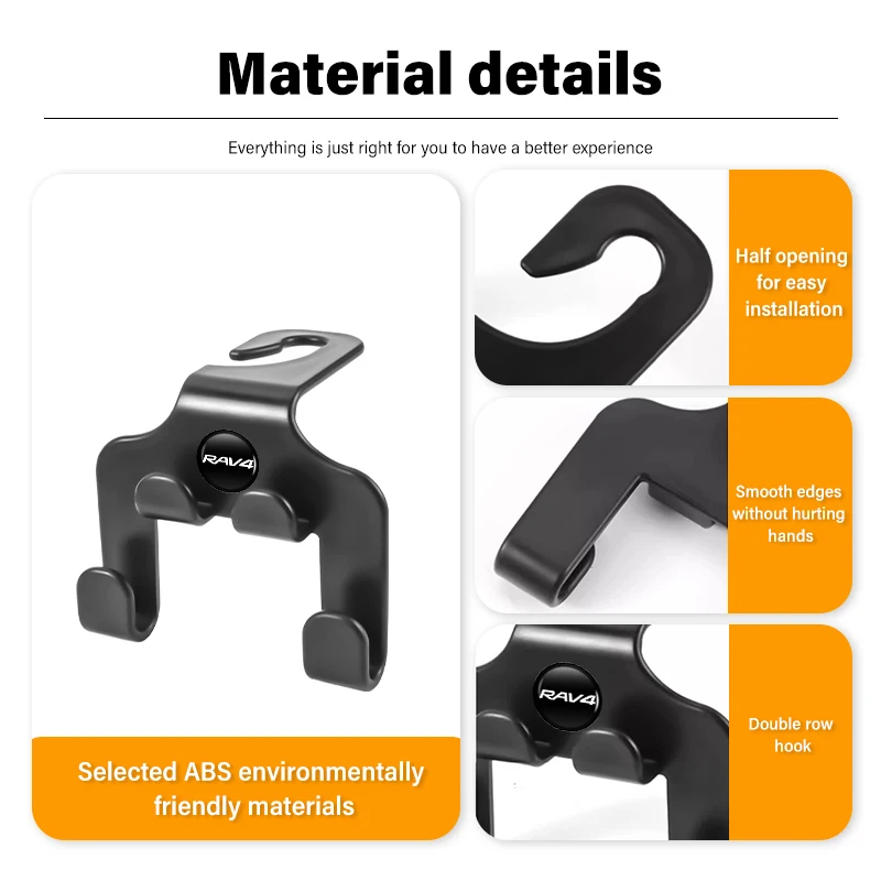 車のリアシートダブルヘッドフック、ハンギングストレージホルダー、toyota rav4、20、30、xa30、2005、2006、2007、2008、2009、2010用オーガナイザー