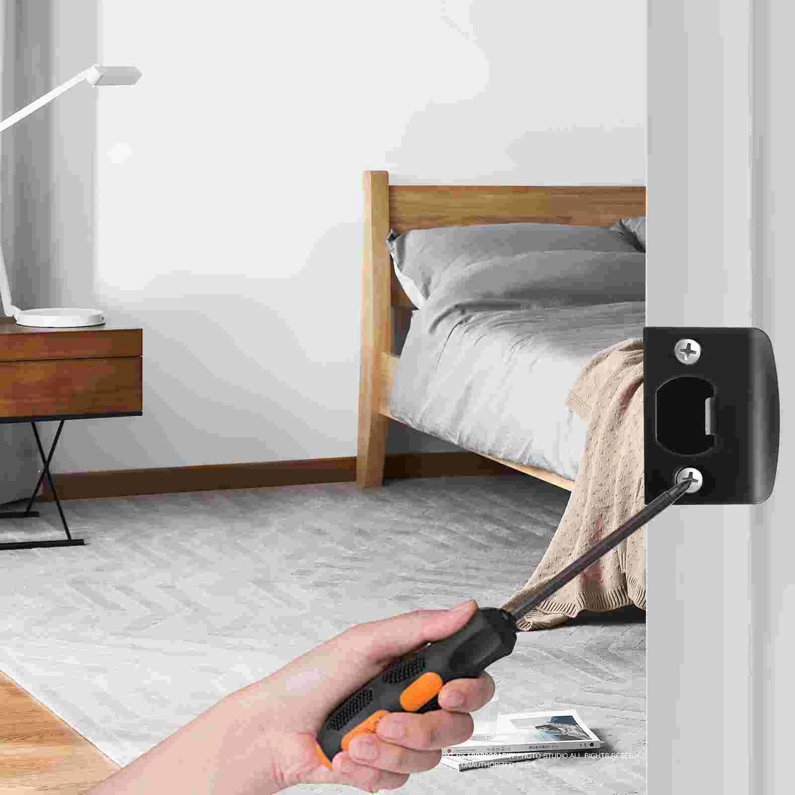 4 Pcs Cam Block Door Reinforcement Plate Gate Square Hole Cover Front Kit Stainless Steel Deadbolt