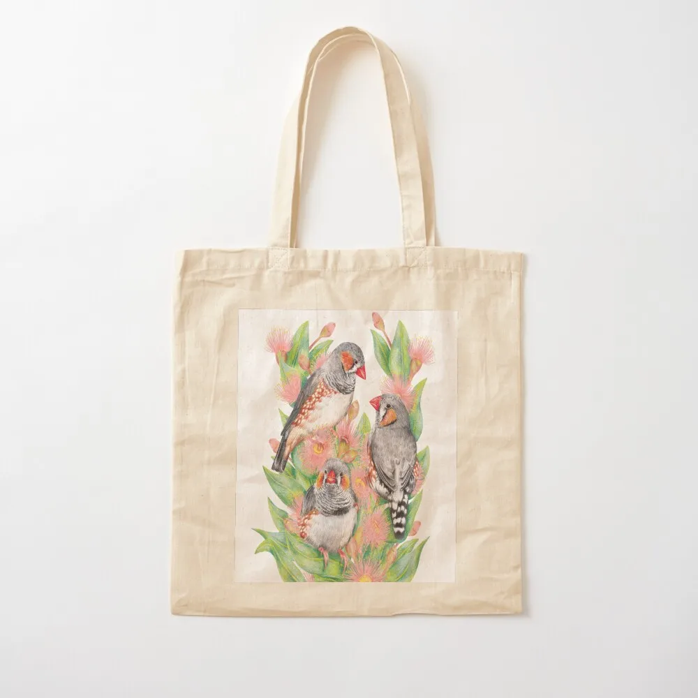 Floral Zebra Finches Tote Bag Cloth bags Women bags Canvas