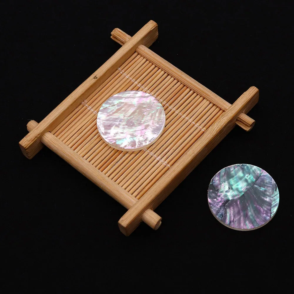 

Fashionable Natural Iridescent Seawater Shell Polished Round Disc-Shaped Beads Holeless Loose Cabochons DIY Jewelry Materials