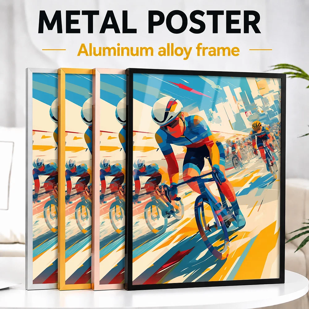 Cycling Race Metal Poster With Aluminum Alloy Frame Personalized Photo Scenic Road Style Wall Art For Study Special Coach Gift