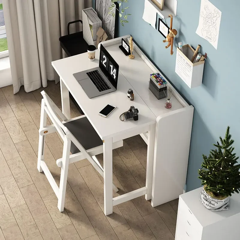 Computer desk bedroom study table retractable writing desk and chair combination