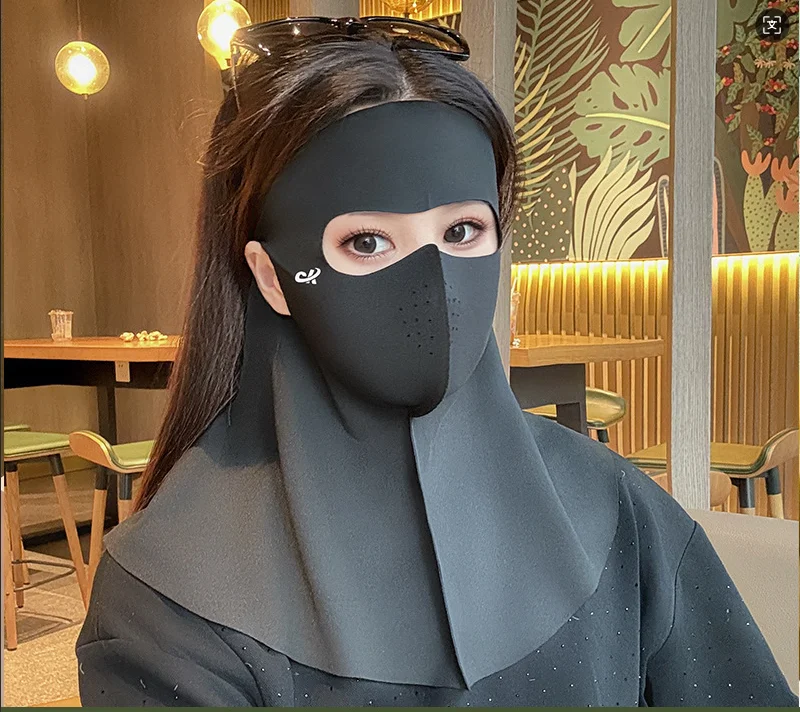 Fashion Ice Silk Sun Protection Mask with UPF50+ for Ultimate UV Protection and 3D Anti-UV Neck Scarf for Summer Fashion Trends