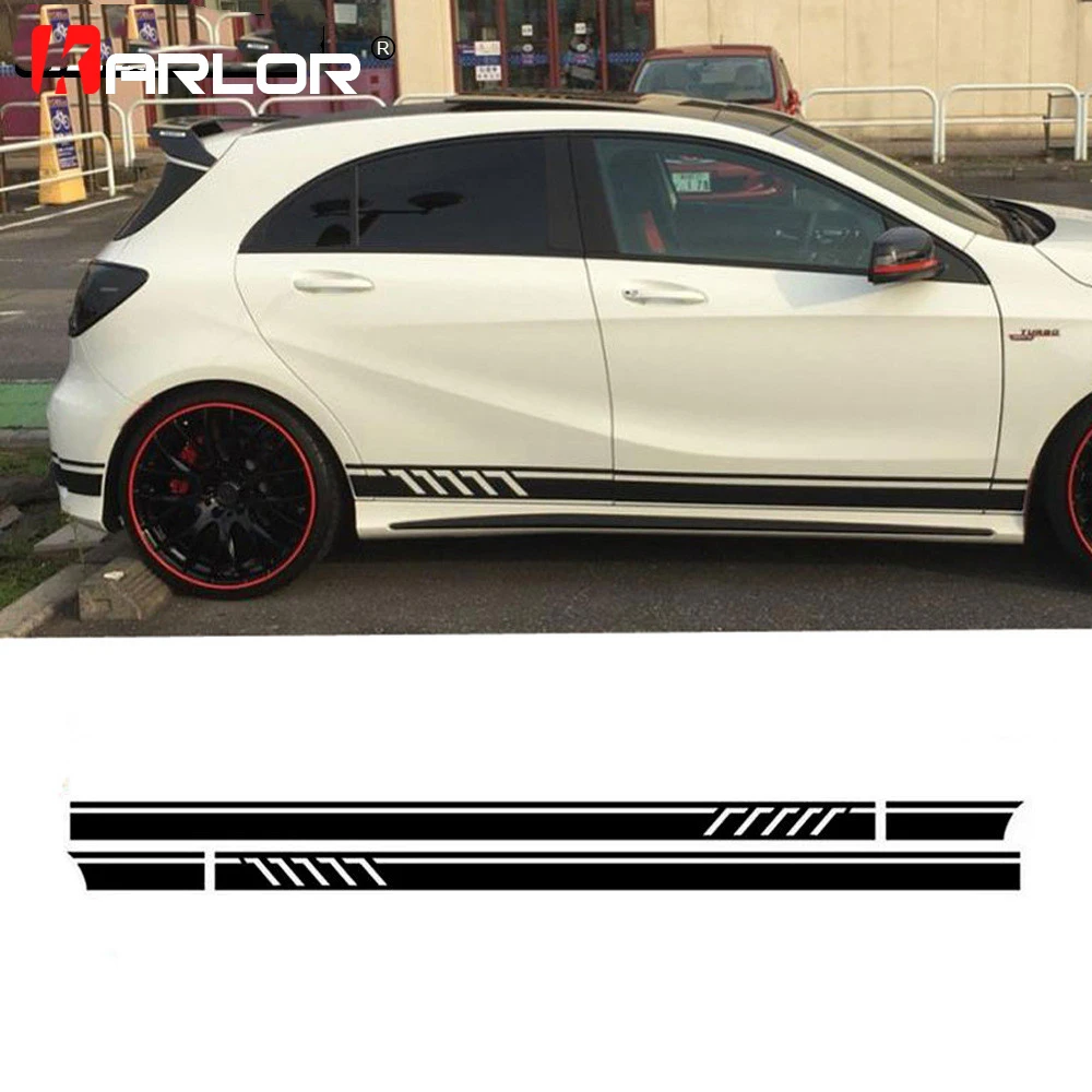 

2Pcs/lot Car Waist Side Skirt Stickers Decal Auto Vinyl Wrap For Mercedes Benz AMG A C Class W177 W205 W203 W204 Car Accessories
