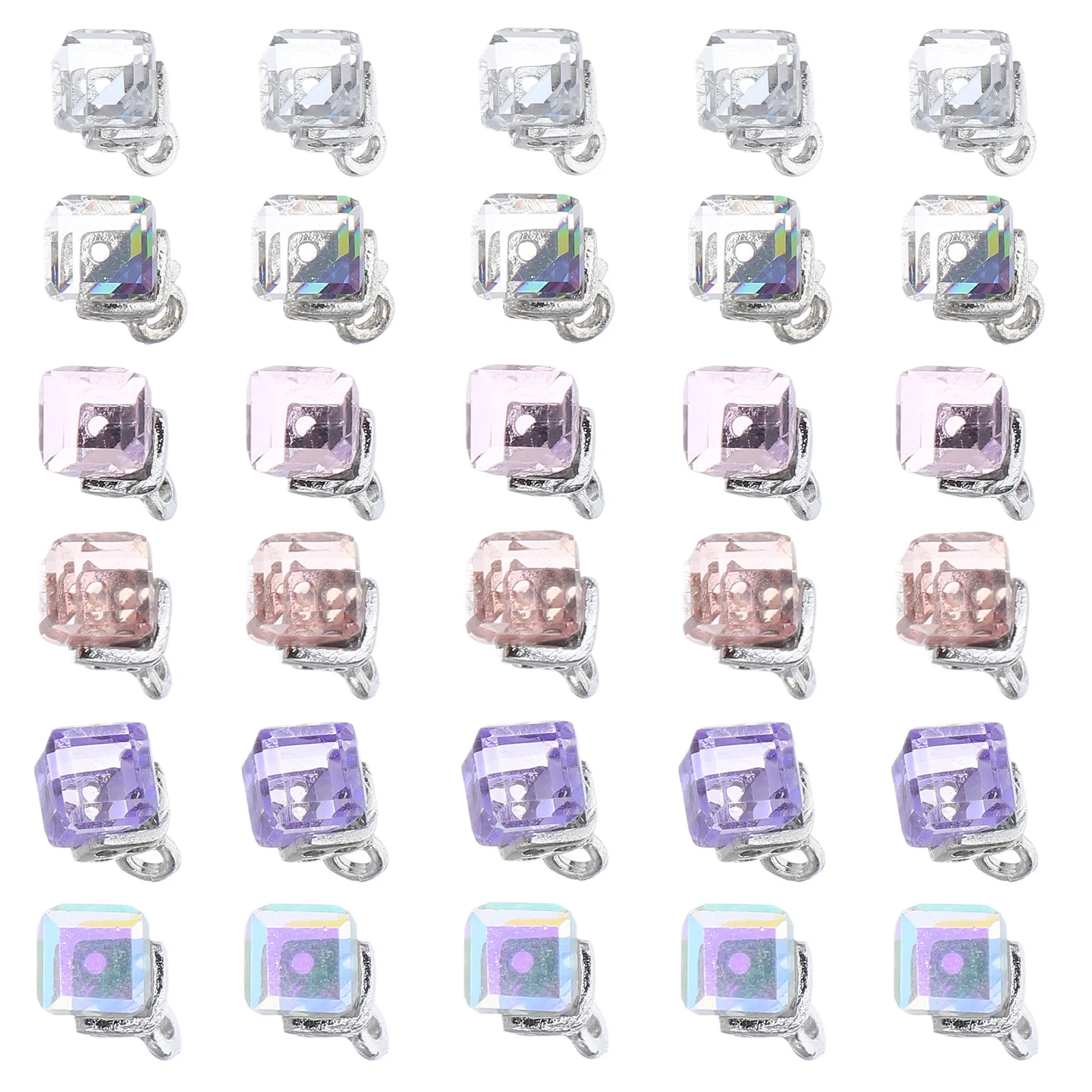 

60 шт. хрустальных подвесок-кубиков, бусин, соединителей для украшений, для ожерелий, серег, браслетов, для рукоделия, маленькие подвески