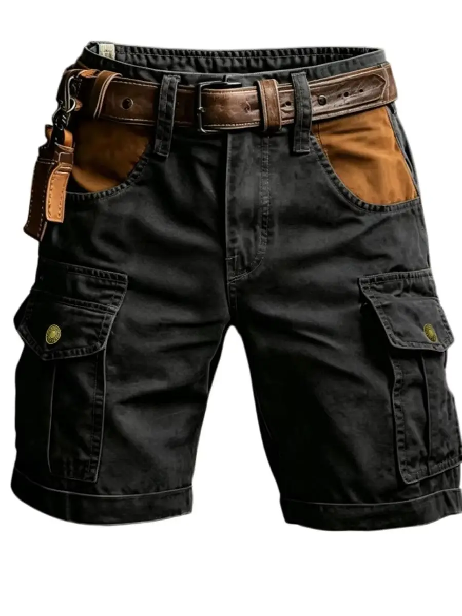 Herren-Shorts, verschleißfest, für den Sommer, Strand, lässig, Cargo-Shorts, Multi-Pocket-Arbeitskleidung, atmungsaktiv, locker, gerade, einfarbig