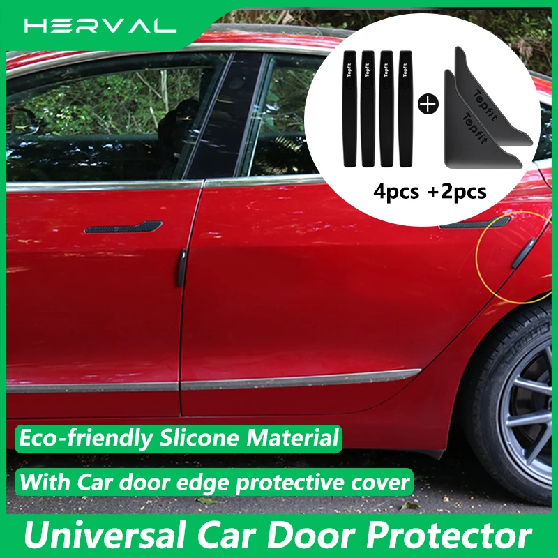 

Universal 4pcs Car Door Edge Guards Trim Anti-collision Strip + 2pcs Car Door Corner Protective Cover Car Protective Accessories