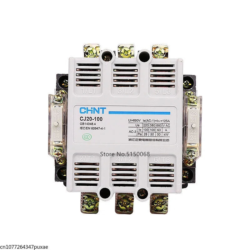 

CHINT CJ20-63 CJ20-100 CJ20-160 CJ20-250 CJ20-400 AC 220V 380V 63A 100A 160A 250A 630A Electric Magnetic 3 Phase AC Contactor