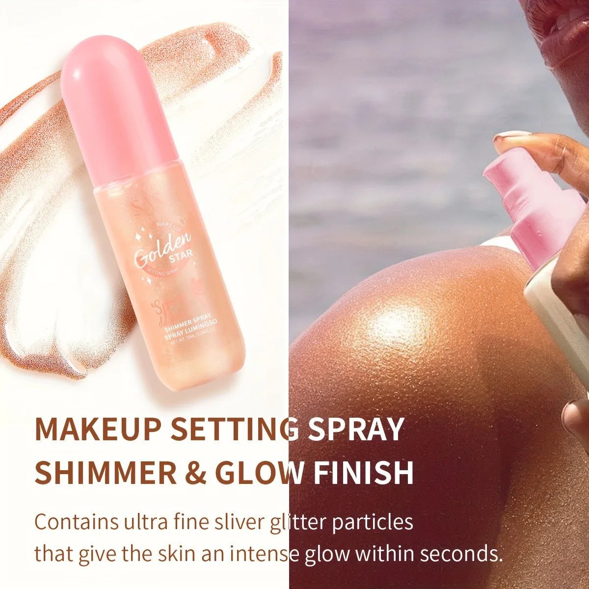 Cross Border Ready Stock European American Highlighter Liquid Body Brightening Waterproof Long Lasting Glitter Foundation
