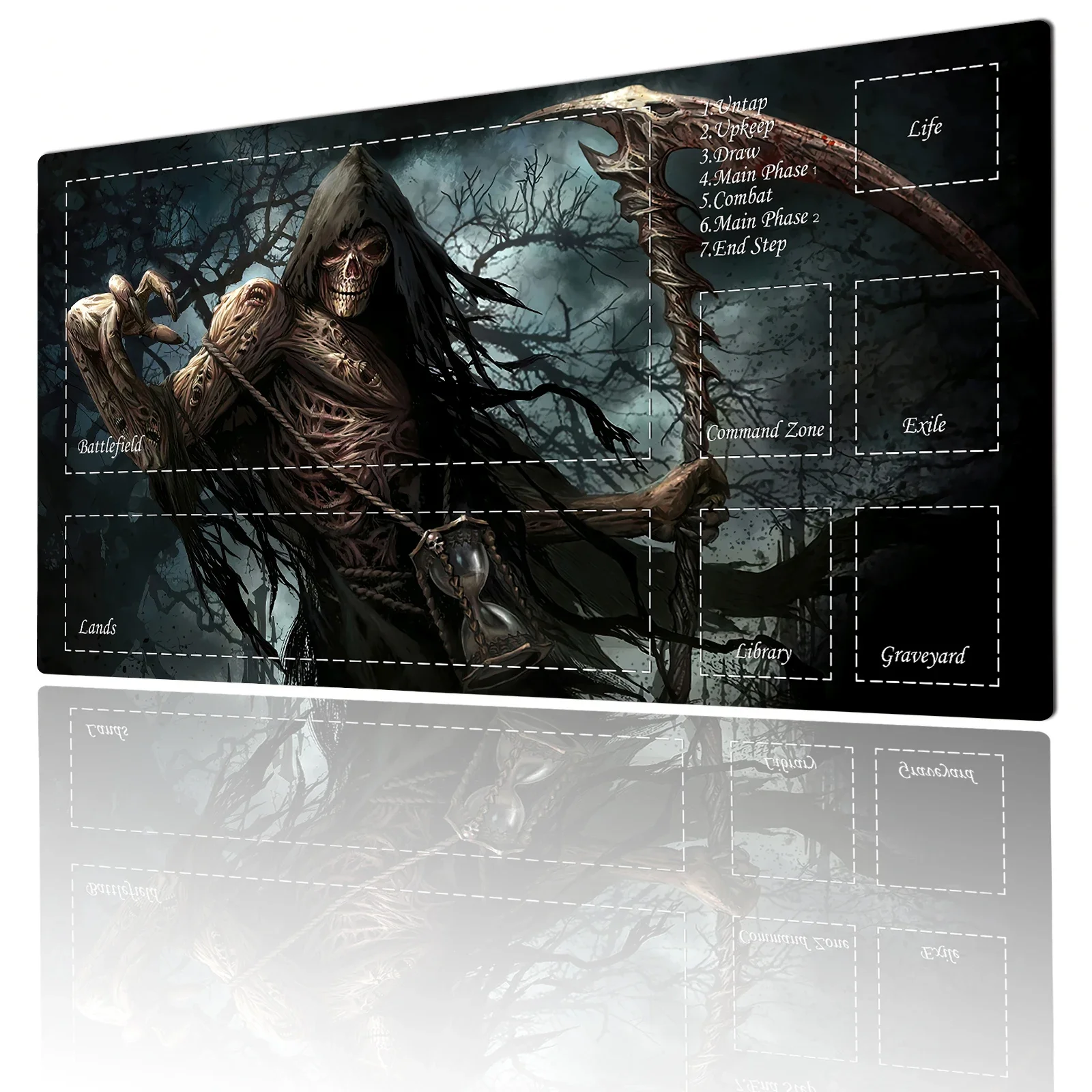 Magic Card Playmat with zone Terrifying Skeleton Man Death God MTG