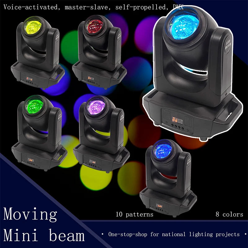 

60W LED Mini Moving Beam Spot Stage Lighting DMX 512 Control 10 Gobos 8 Colors Stroboscope for Home Entertainment Wedding Party