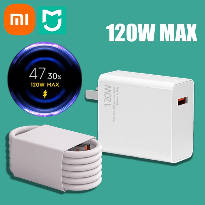 Сверхбыстрое зарядное устройство XIAOMI 120 Вт для Xiaomi Redmi Note 11T 12T 13 Pro POCO X4 6A Type-C USB-кабель для турбозарядки