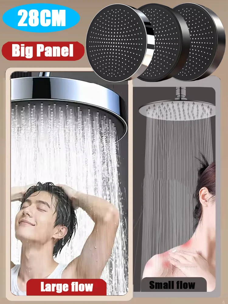 Upgraded 360 Rotation Abs Thicken Supercharge Ceiling Mounted Shower Head 28CM Big Panel High Pressure Large Flow Top Showerhead