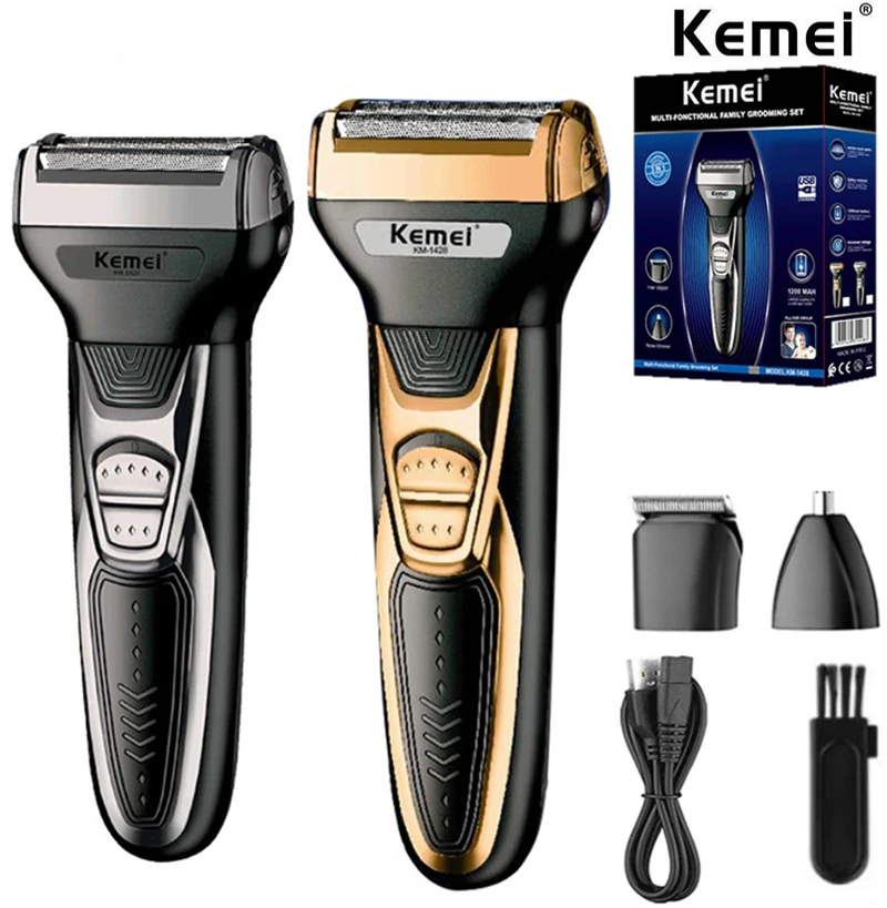 Kemei grooming kit electric shaver for men beard hair trimmer body nose ear shaving machine face electric razor rechargeable