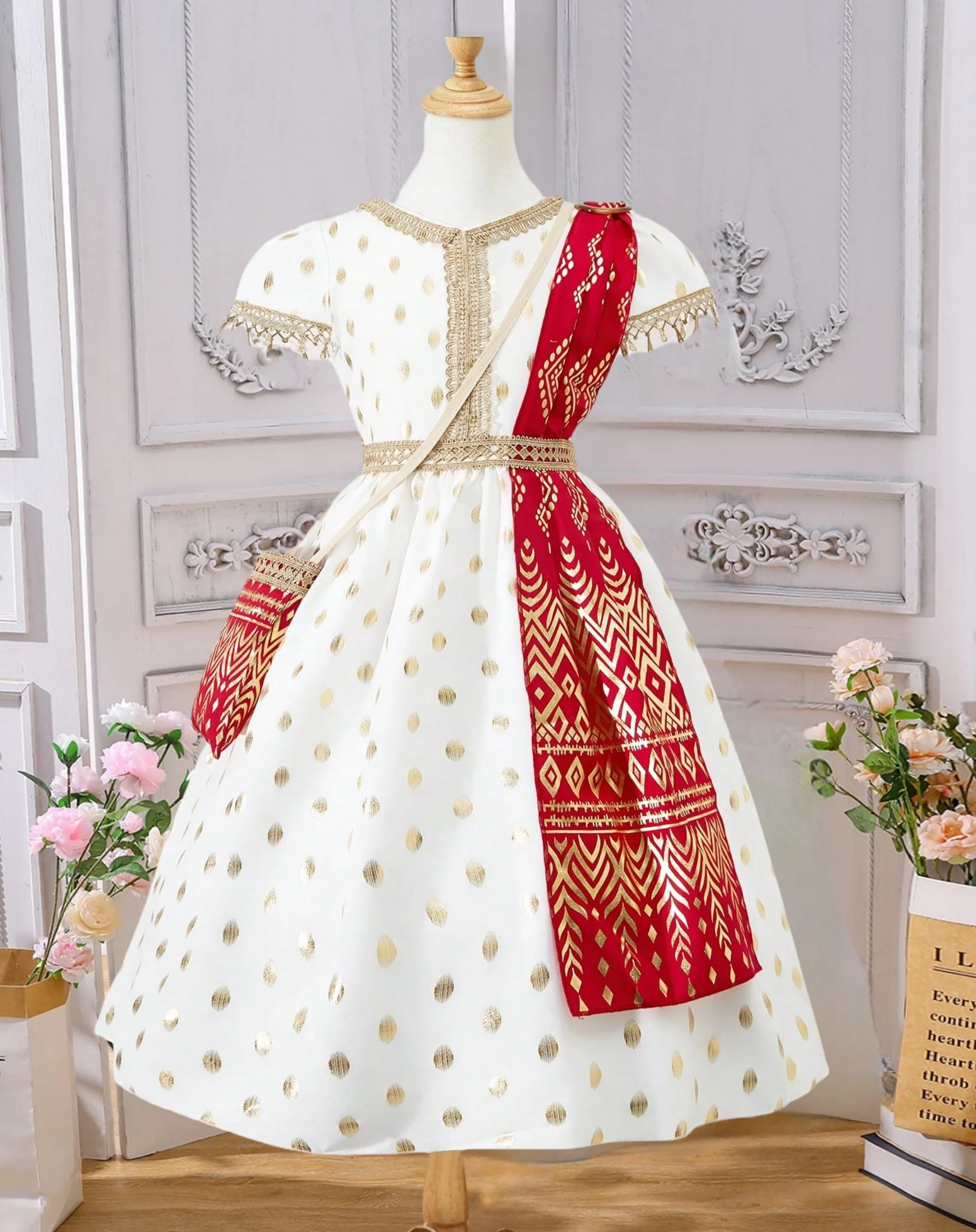 Girls cartoon style dress: unique character print, interesting dialog design