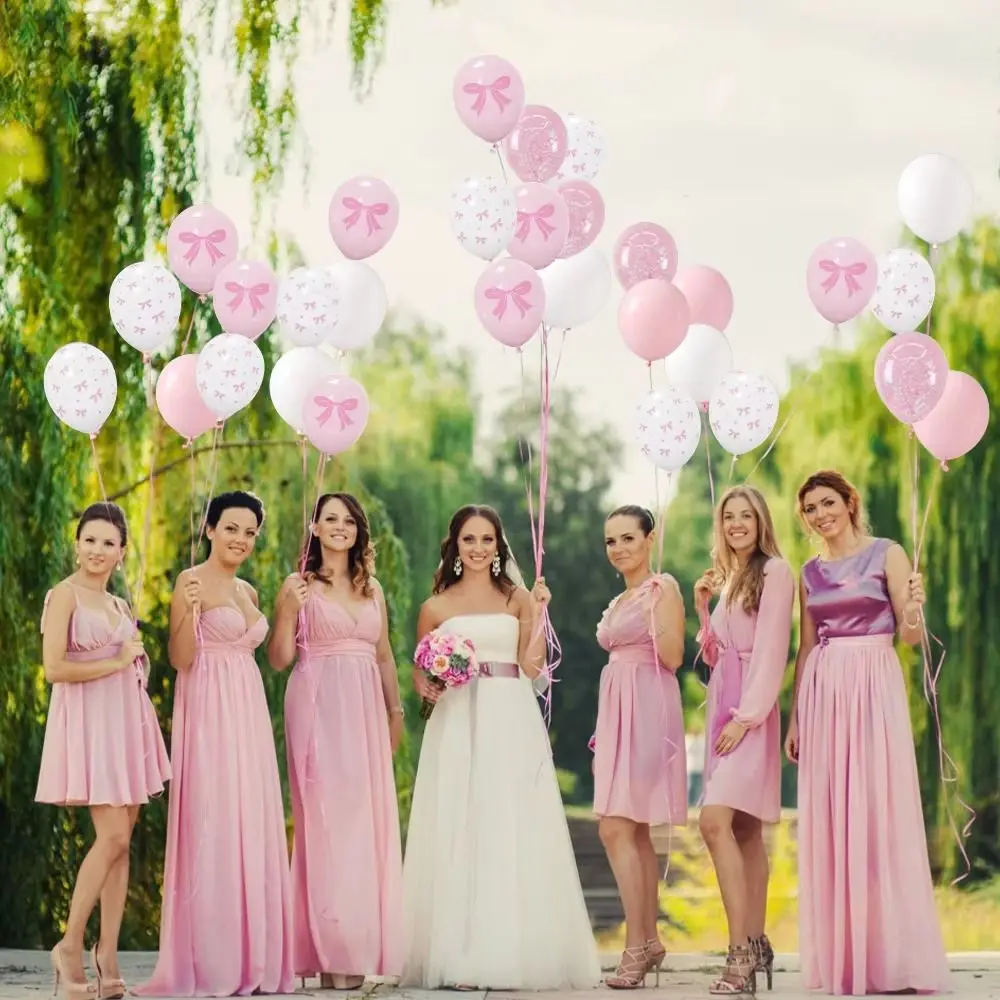 30 pièces/ensemble Ballons en latex transparents à paillettes roses de 12 pouces, ballons réutilisables pour la décoration de mariage