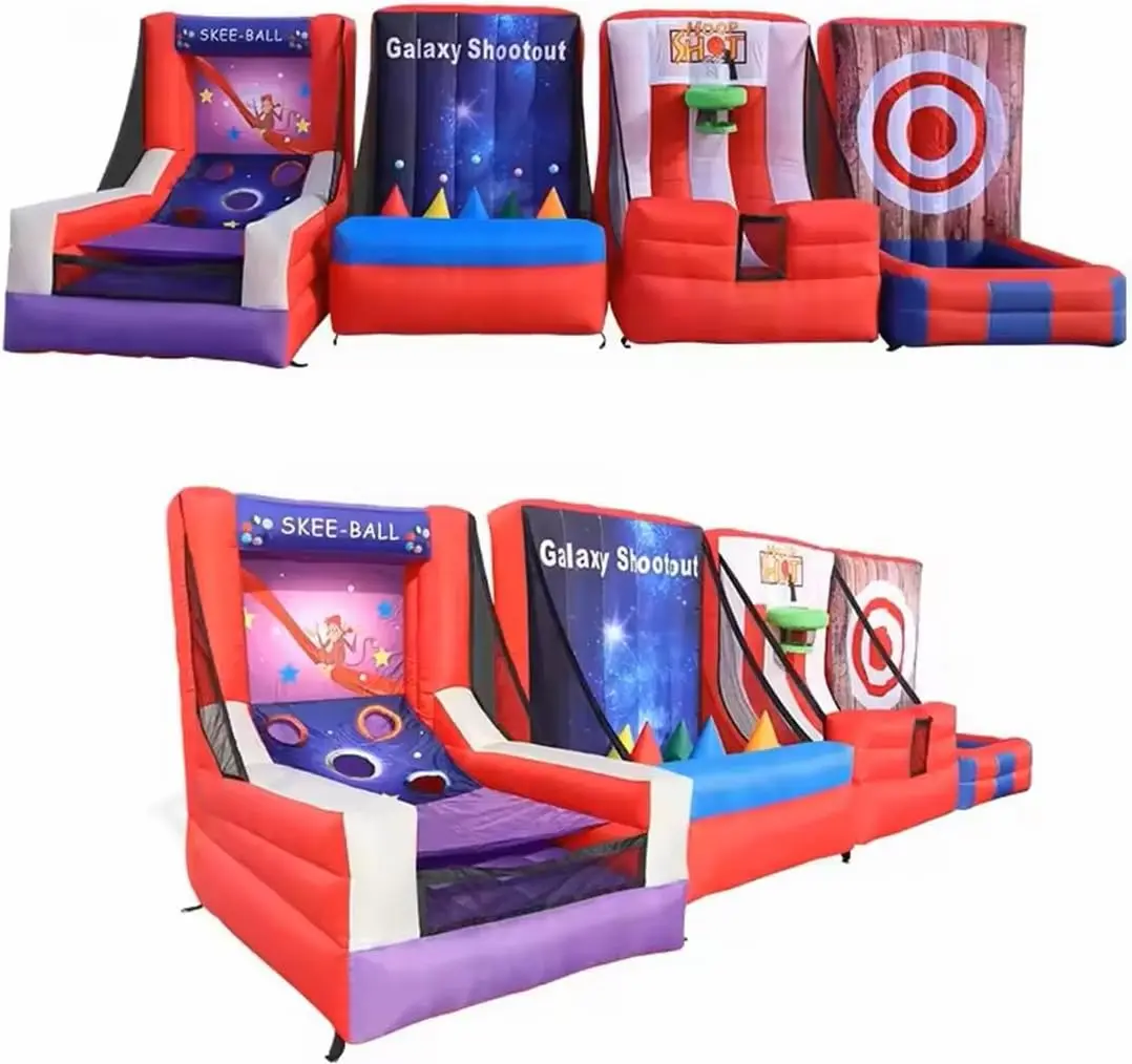4 In 1 Portable Inflatable Carnival Game Includes Basketball Hoop For Outdoor Party & Event Rentals For Indoor Play