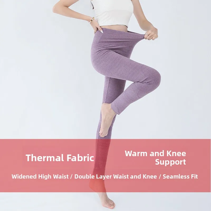 Pantalon taille haute Double face pour femme, vêtement chaud d'hiver, Protection des genoux, taille haute, automne