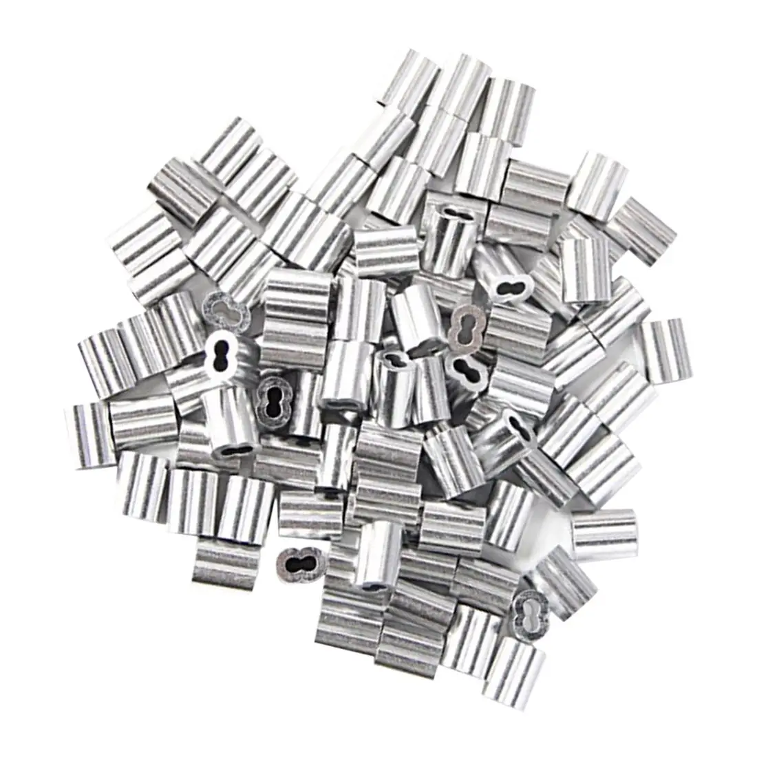 120x Aluminum Crimping Loop Sleeve for 2mm Diameter Wire Rope and Cable