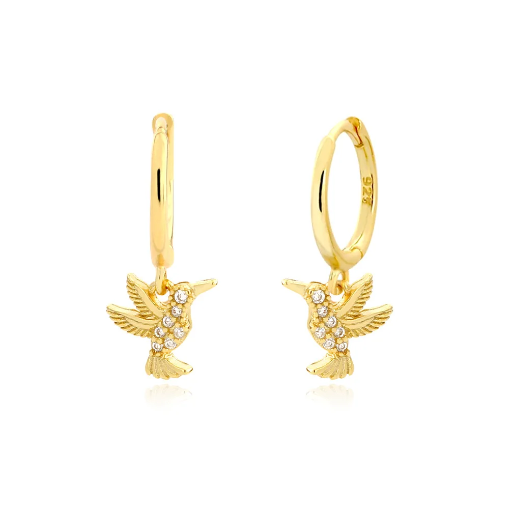 

CCFJOYAS 100% 925 Sterling Silver Hummingbird Unique Personality Earrings for Women Exquisite Bird-shaped Drop Earrings Jewelry