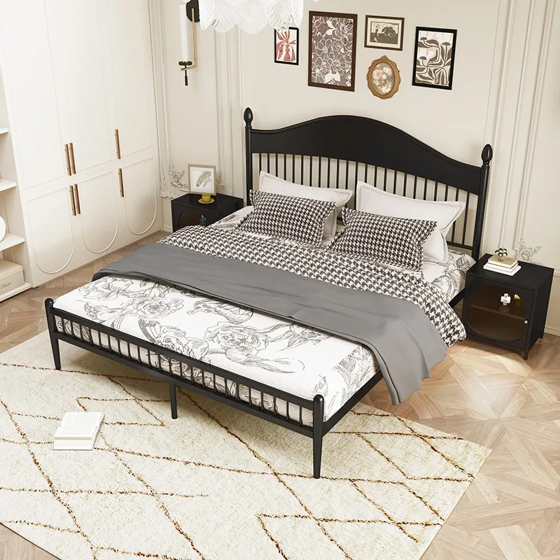 

master bedroom bed frame 1.5m 1.8m black minimalist single bed thickened retro camera da letto completa mobili home furniture