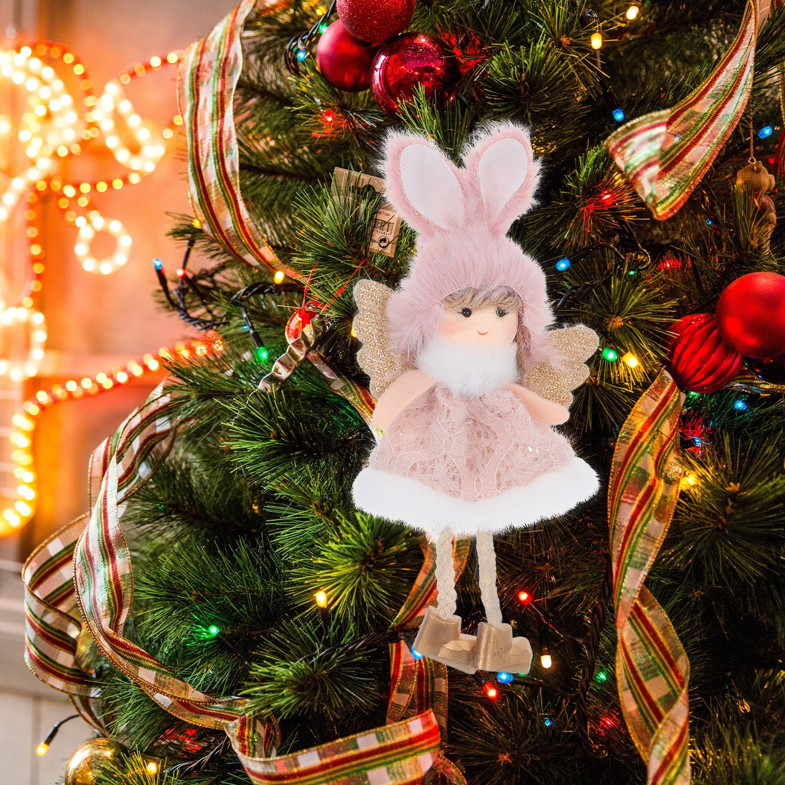 

2Pcs Christmas Angel Elegant Tree Topper Materials Ideal Size Festive Holiday Decor Christmas Angel Pendant