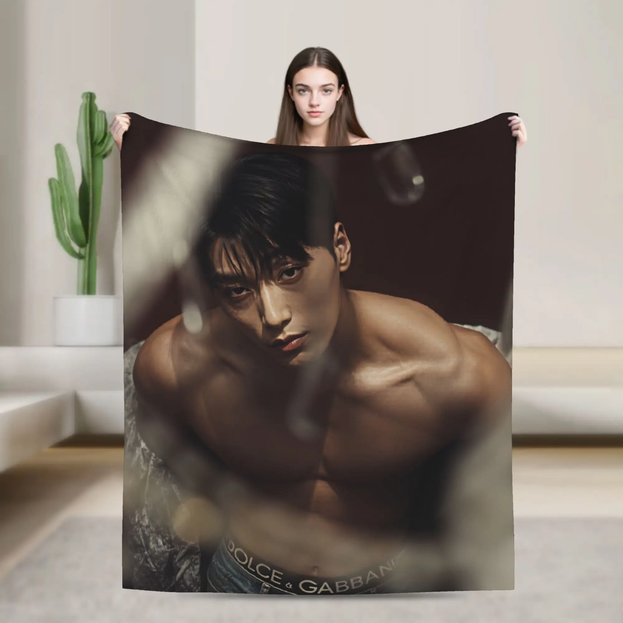 Ateez Choi San Blankets  Warm Soft Street Trend Plush Throw Blanket For Girls Boys Living Room Flannel Bedspread Bed Cover