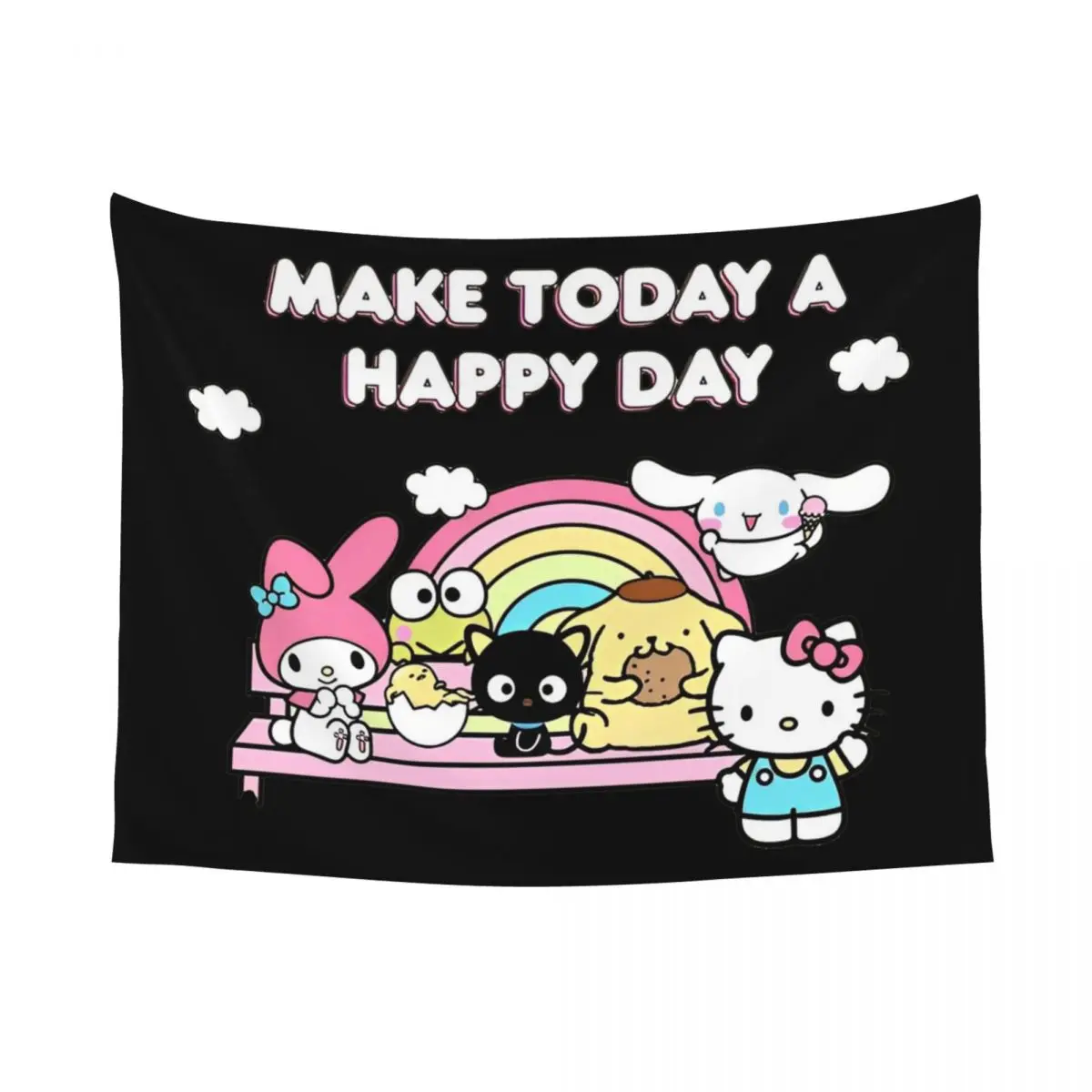 Official Hello Kitty And Friends Melody Cinnamoroll Tapestry Hippie Fabric Wall Hanging Room Decor Table Cover Wall Blanket