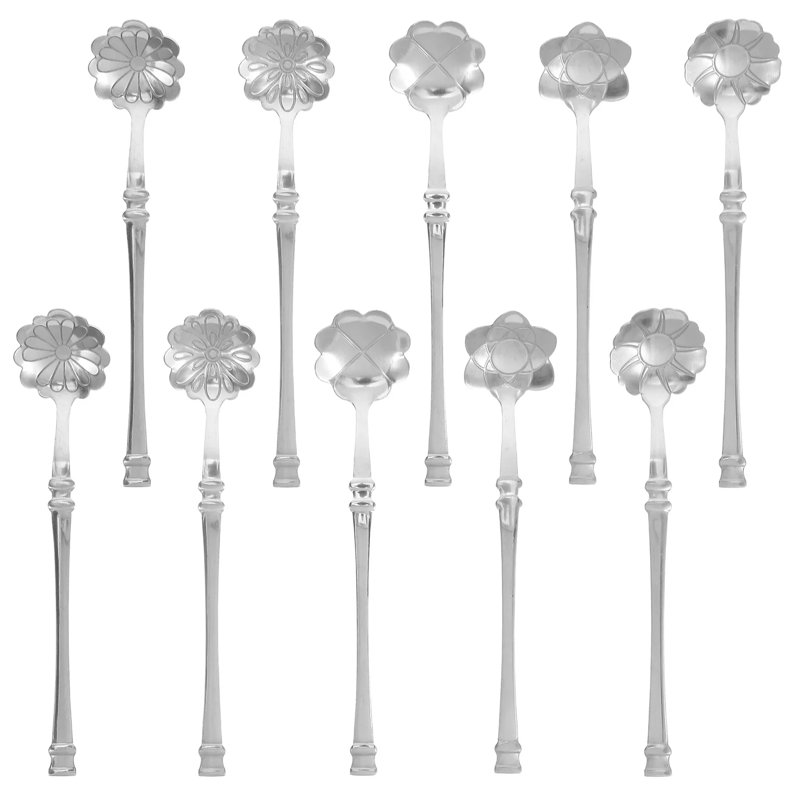 

10Pcs Stainless Steel Dessert Spoons Set Elegant Coffee Sugar Ice Cream Mixing Stirring Spoons Tableware for Dining Serving