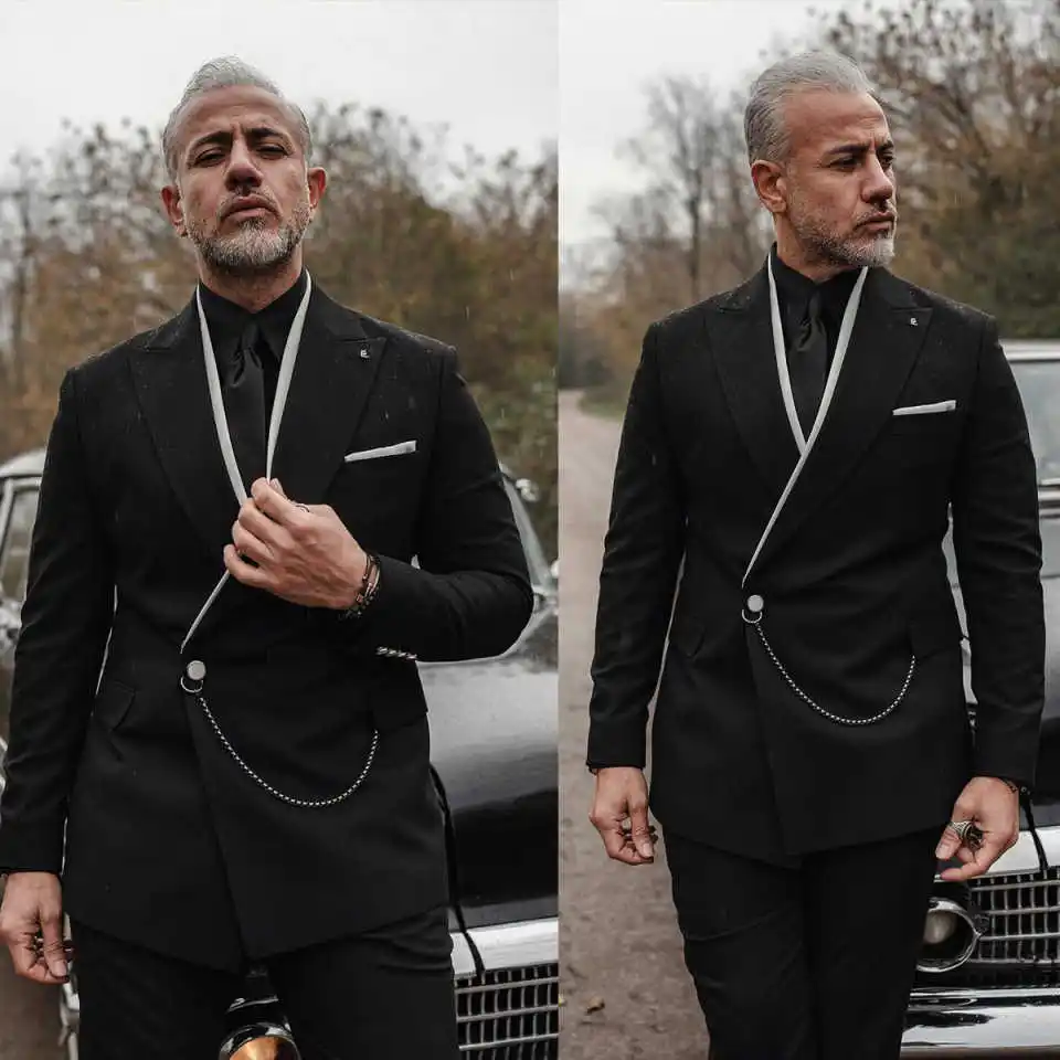 

Джентльменские свадебные смокинги, комплект из 2 предметов, куртка, брюки, мужской костюм, формальный однобортный однобортный вечерний пальто для жениха по индивидуальному заказу