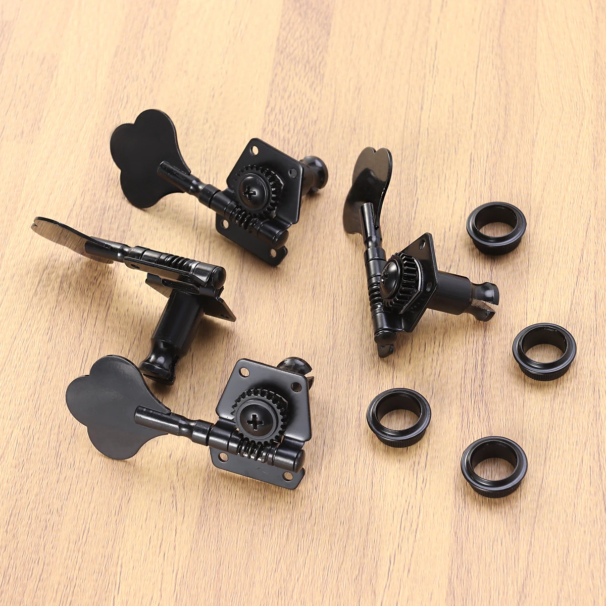 

4pcs Electric Bass Tuning Pegs Black Machine Heads For Precision Jazz Guitar Replacement Heavy Duty Internal Gear