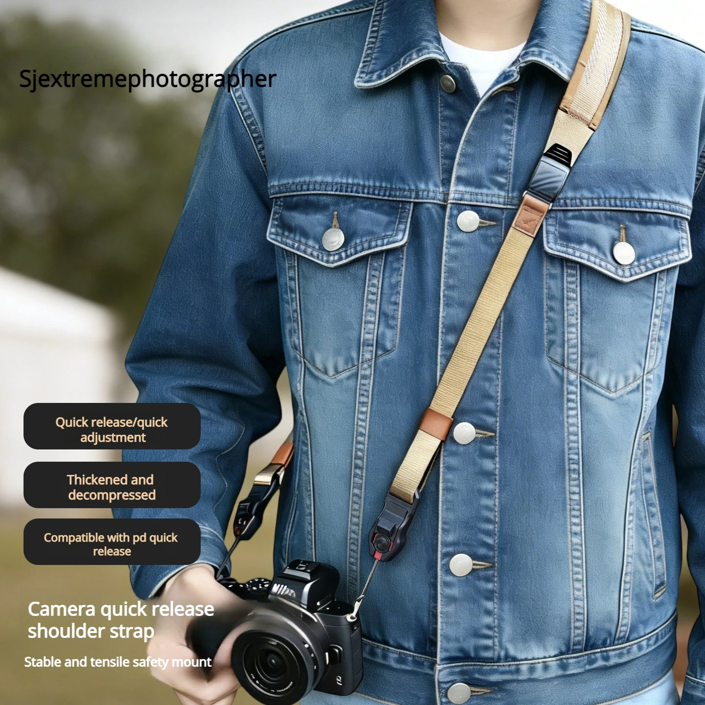 Kameragurt passend für Canon, Sony, Fuji, Nikon, spiegellos, Retro-Schulter- und Umhängeband, kompatibel mit PD