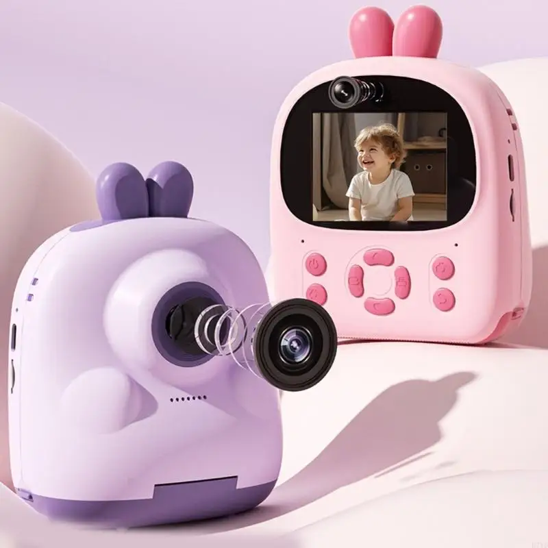 D7YD Kids portátil Imprimir instantaneamente o brinquedo da câmera 1080p 64G Câmera cartão memória Presente câmera