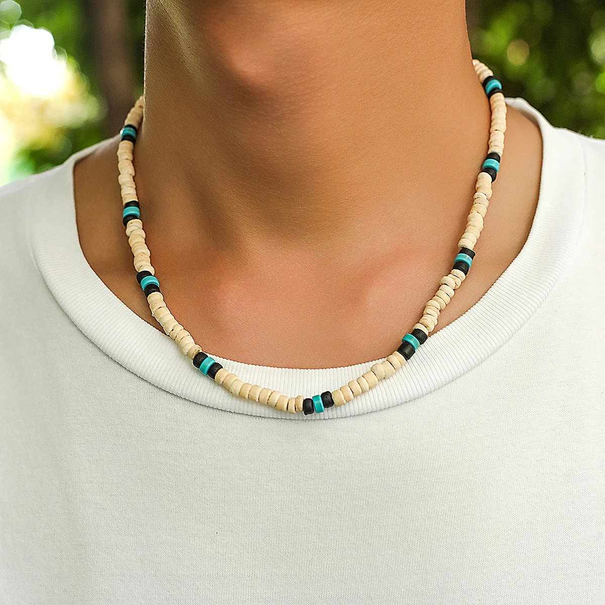 Vintage Small Wood Beads Short Choker Necklaces for Men Trendy Beaded Chains on Neck 2023 Fashion Jewelry Accessories Male Gifts