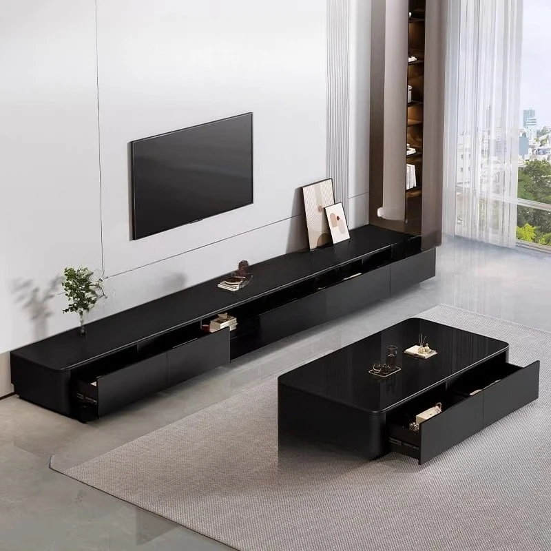 حامل تلفزيون بقاعدة عمودية، أدراج ممتدة، حامل تلفزيون بسيط وحديث، أثاث غرفة نوم لصالون التلفزيون الفاخر #4