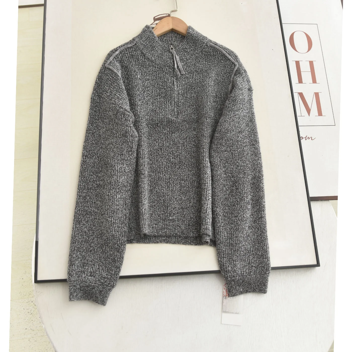 

Женский вязаный свитер с длинным рукавом и воротником-стойкой, повседневный дизайн, осень-зима, модный, из высококачественных материалов