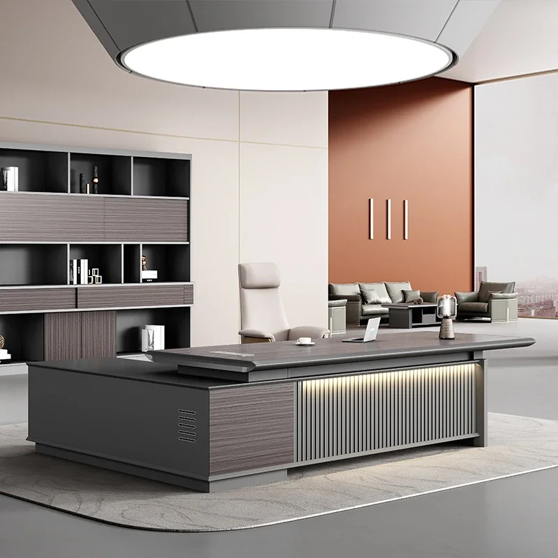 Chinese Simple Boss Desk Luxury Corner Art Modern High Quality Office Desk Storage Reception Design Escritorio Work Furniture