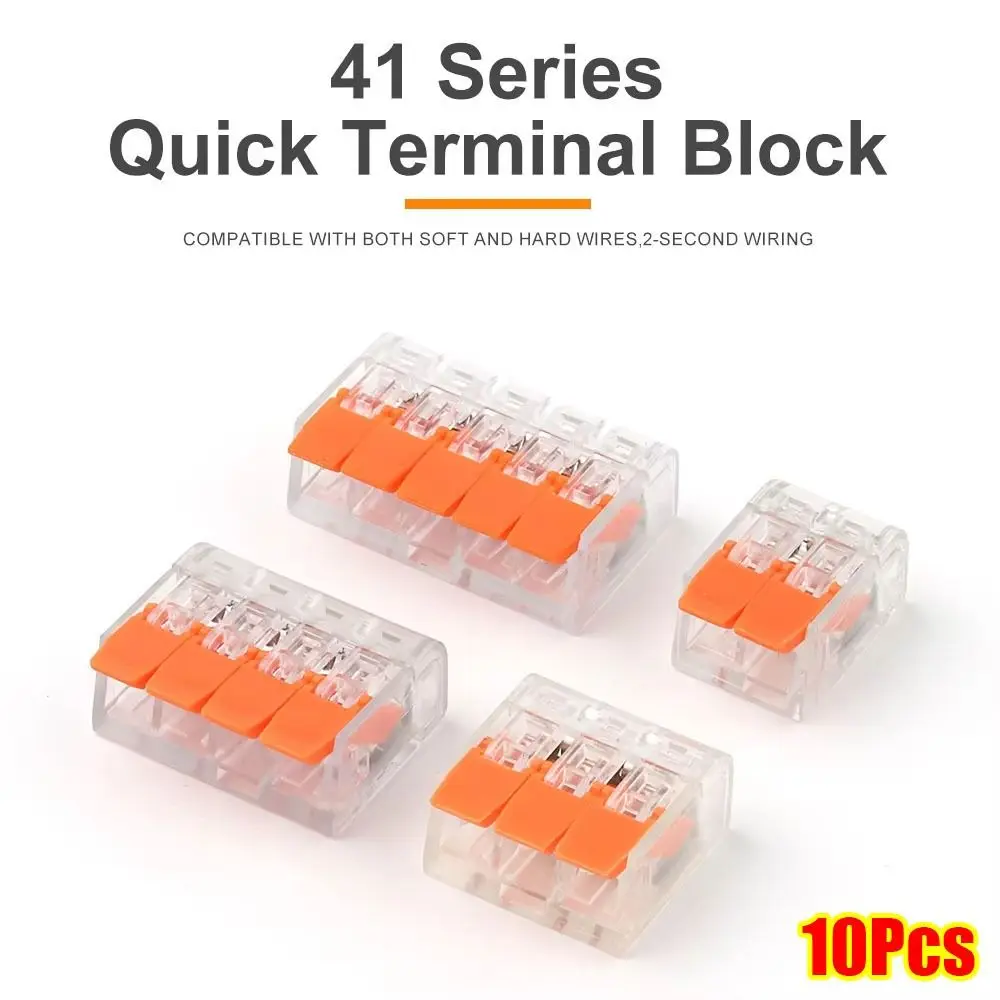 10Pcs 2/3/4/5 Pins Electrical Wire Connector AWG24-12 Push-in Quick Terminal Block Universal Conductor Compact Splicing