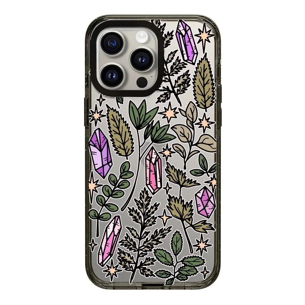 

Plants Leaves Flowers Black Acrylic Border Magnetic Case: Compatible with IPhone 12 13 14 15 16 17 Pro Max