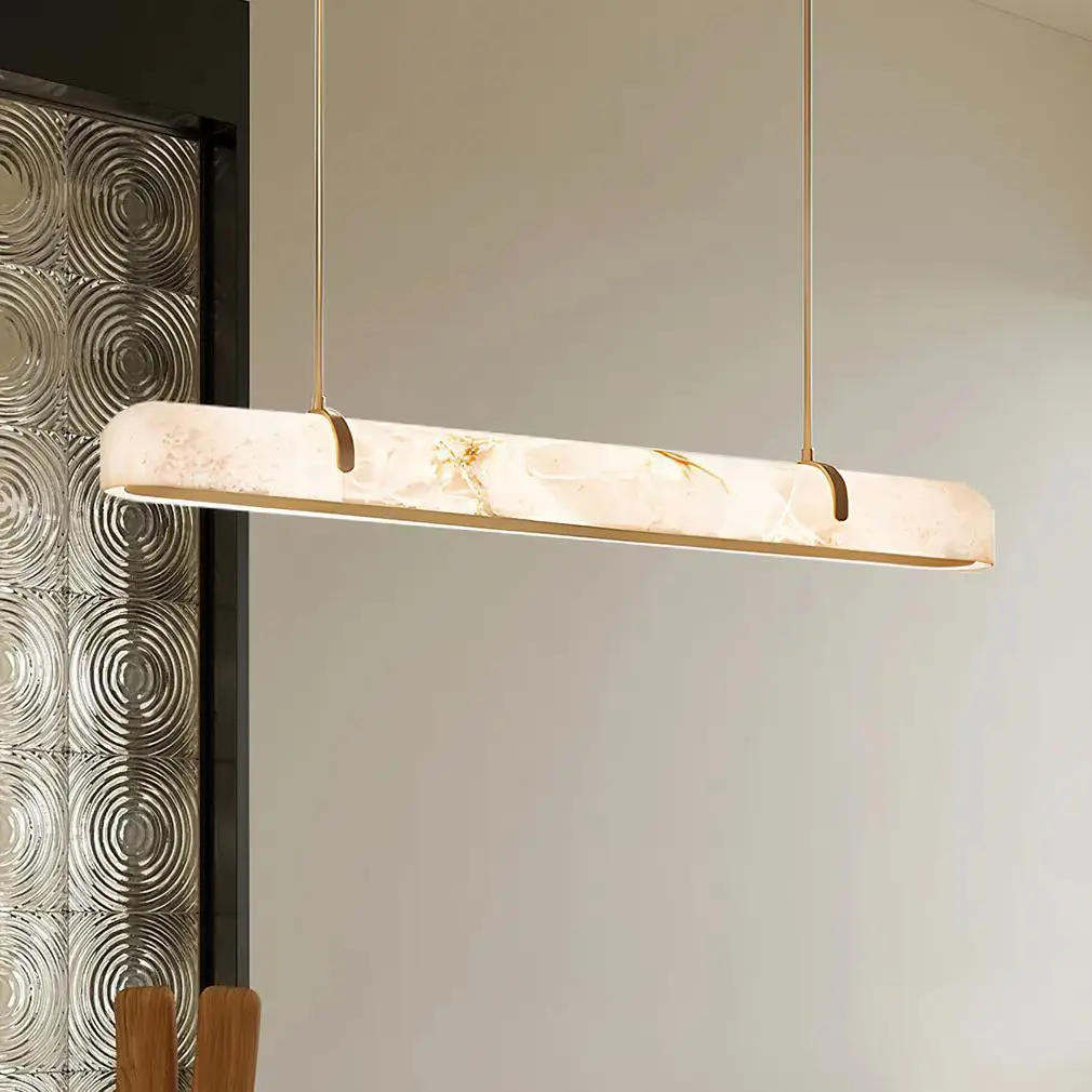 

Spanish Natural Marble Pendant Lamp Living Rooms Villas Hotels Restaurants Bar Counters High-end All-copper Long Pendant Lamp